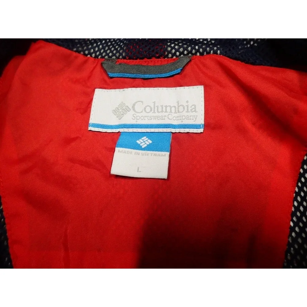 Columbia Rain Jacket Boys Large Red Excellent Packable Omni-Tech Waterproof Hood